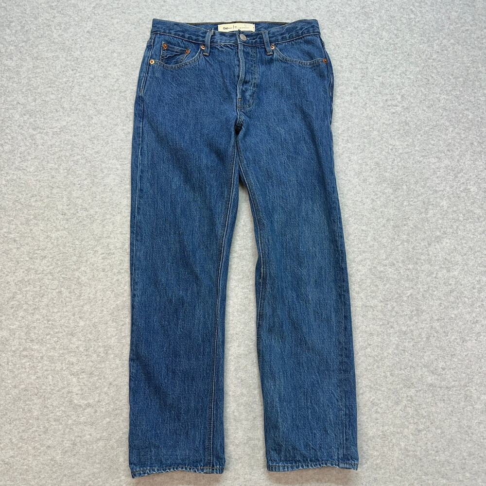 Gap 1969 Jeans Vintage Straight  WMNS 24 Blue Med Wash Mid Rise 322281-00 Button